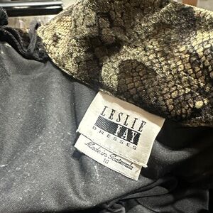 Leslie Fay Snakeskin Pattern Blouse Velvet Like Jacket YT7